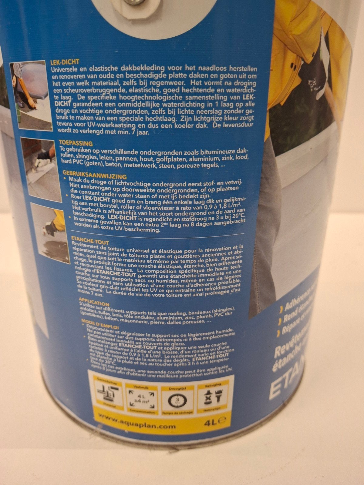 Aquaplan Lek-Dicht Universele Waterdichte Dakbedekking 4L, Info@aquaplan.com, IKO NV - Divisie Aquaplan, Nieuw, Ophalen of Verzenden