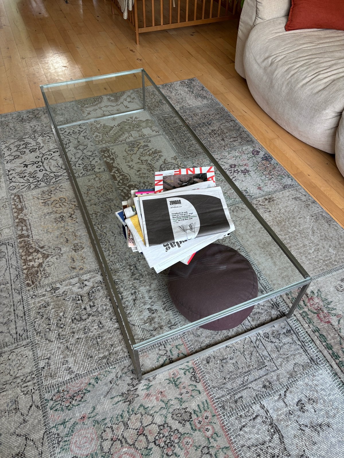 Salontafel glas | design, Ophalen, Gebruikt, 100 tot 150 cm, 150 tot 200 cm