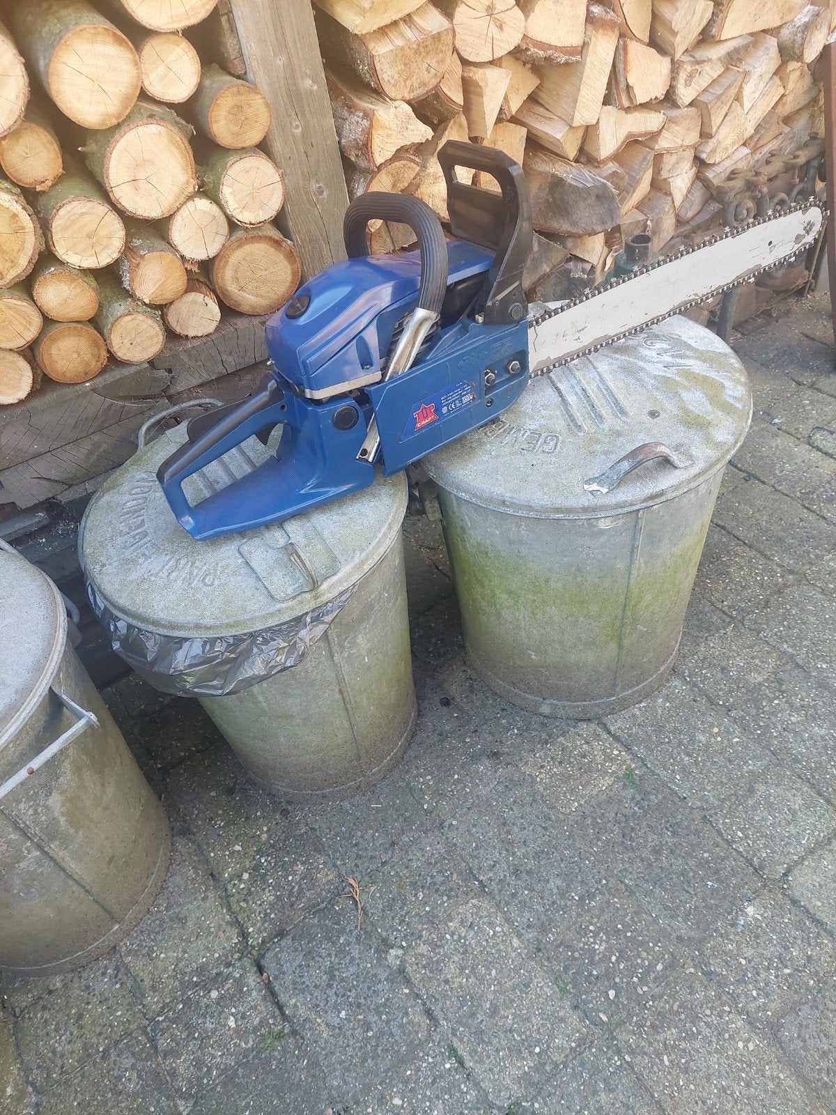 Benzine Kettingzaag Motorzaag 45 cm Blad met Koffer, Ophalen of Verzenden, Gebruikt, 50 mm of meer, Top Craft