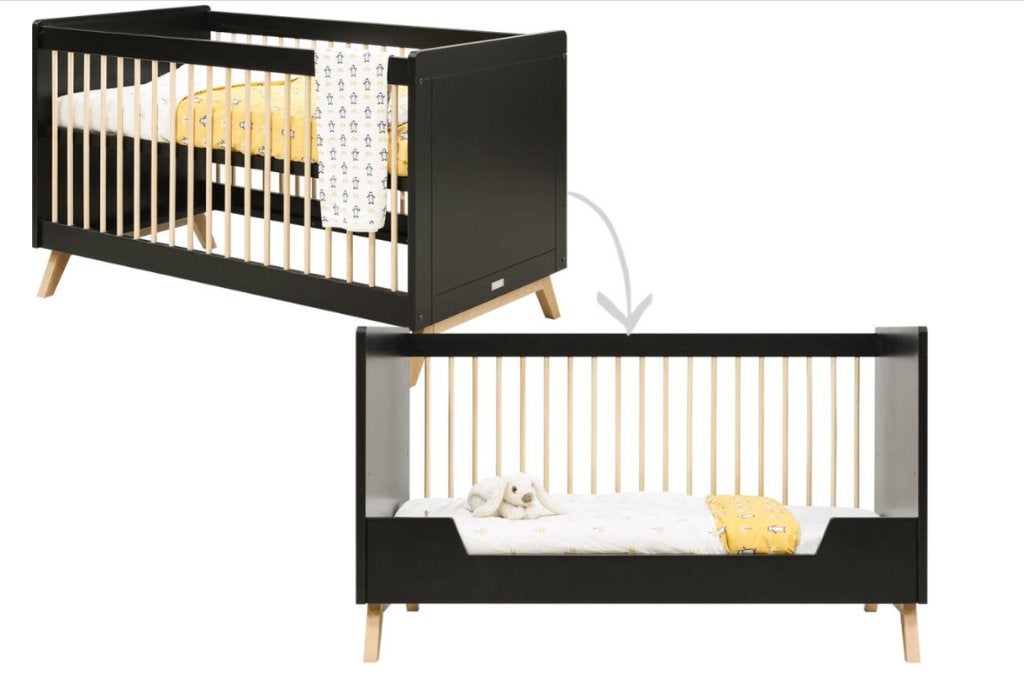Bopita Nora bedbank 70x140 - Mat Zwart/Naturel, Ophalen, Gebruikt, 70 tot 85 cm, 140 tot 160 cm