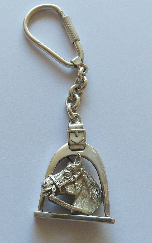 Koopje!Massieve zilveren sleutelhanger/paard/stijgbeugel,inc, Verzenden, Zilver