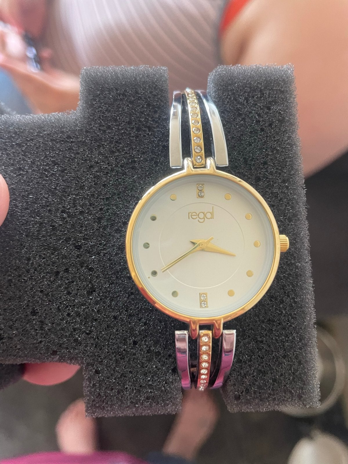 Regal Dameshorloge Bicolor met Zirkonia, Sieraden, Tassen en Uiterlijk, Horloges | Dames, Overige merken, Staal, Polshorloge, Ophalen of Verzenden
