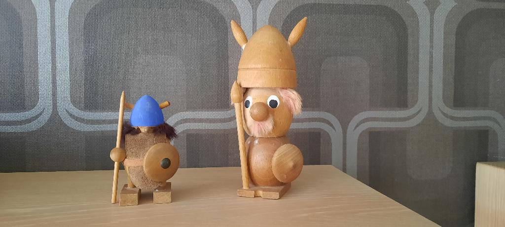 2 leuke retro houten Viking mannen uit 60/70er jaren, Ophalen of Verzenden, Huis en Inrichting