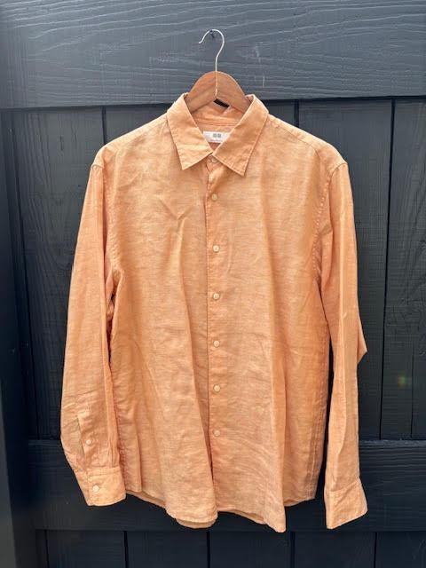 ***Uniqlo*** overhemd / blouse heren 100% linnen maat L, Kleding | Heren, Uniqlo, Nieuw, Oranje, Ophalen of Verzenden