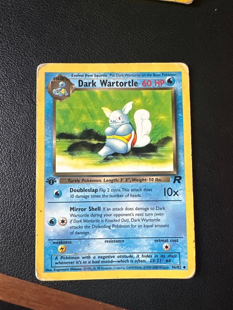 Pokémon Kaart: 1st edition Dark Wartortle 60 HP (Engels), Ophalen of Verzenden, Gebruikt, Losse kaart