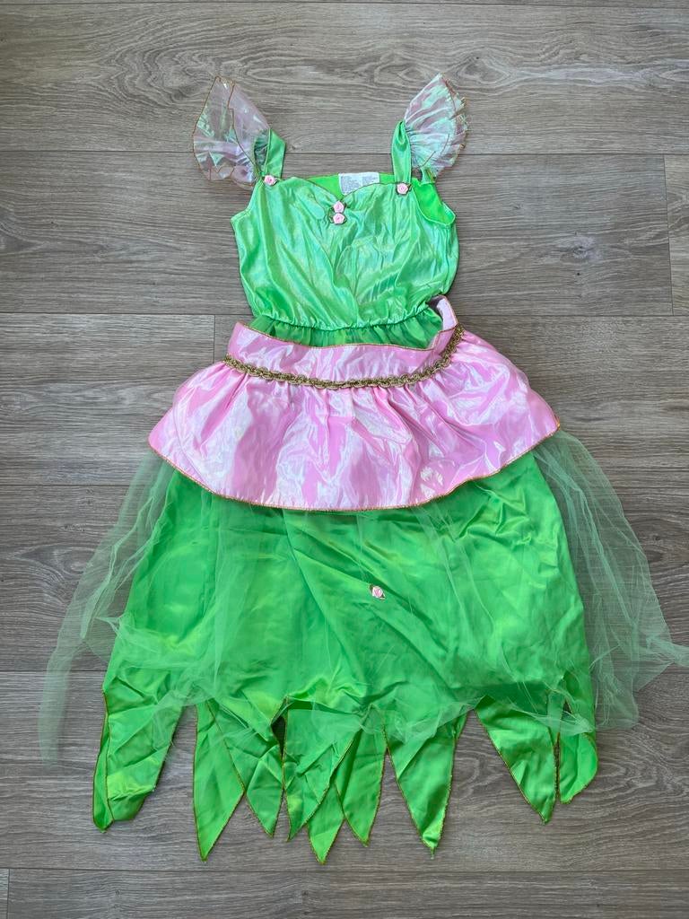 Groen-roze elfje Tinkerbell jurkje, maat 140, Kinderen en Baby's, Carnavalskleding en Verkleedspullen, Ophalen of Verzenden, Zo goed als nieuw