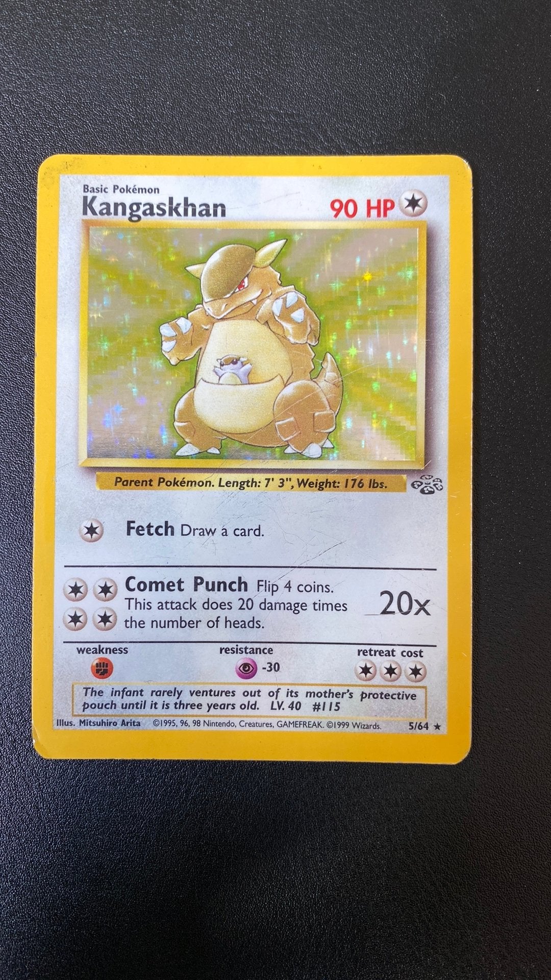 Pokemon kangaskhan 5/64 jungle holo, Ophalen of Verzenden, Gebruikt, Losse kaart