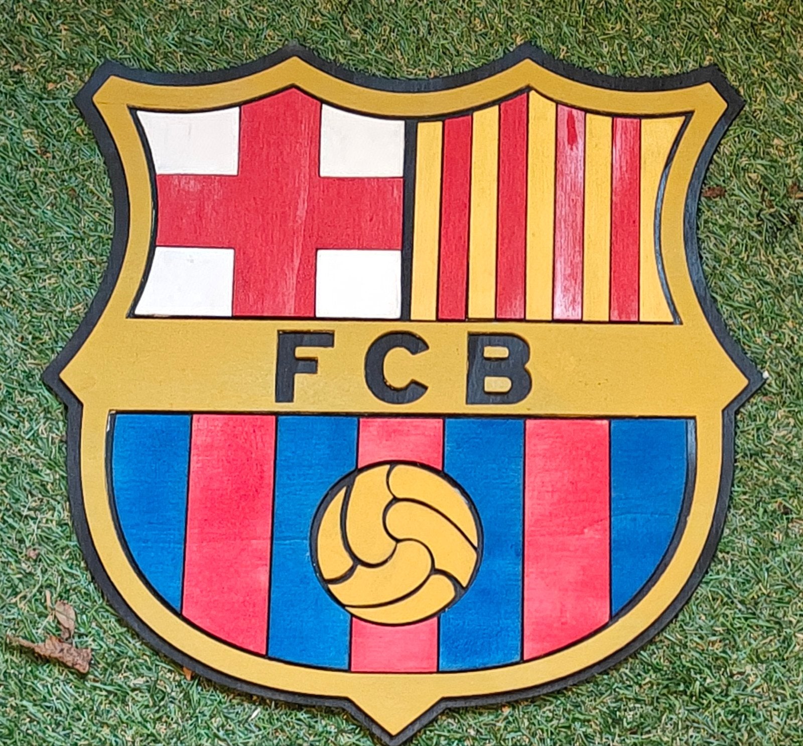 FC Barcelona Logo Hout 3D – 38 cm – Wanddecoratie, Ophalen of Verzenden, Nieuw, Buitenlandse clubs, Overige typen