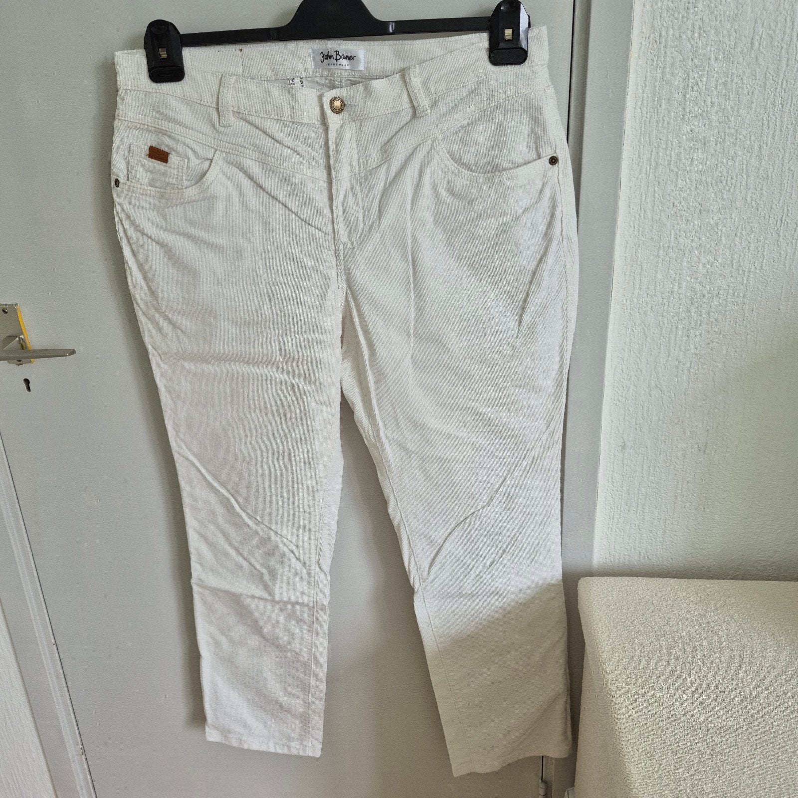 Witte ribbroek JOHN BANER maat 46, zo goed als nieuw, Wit, Maat 46/48 (XL) of groter, Ophalen of Verzenden, Zo goed als nieuw