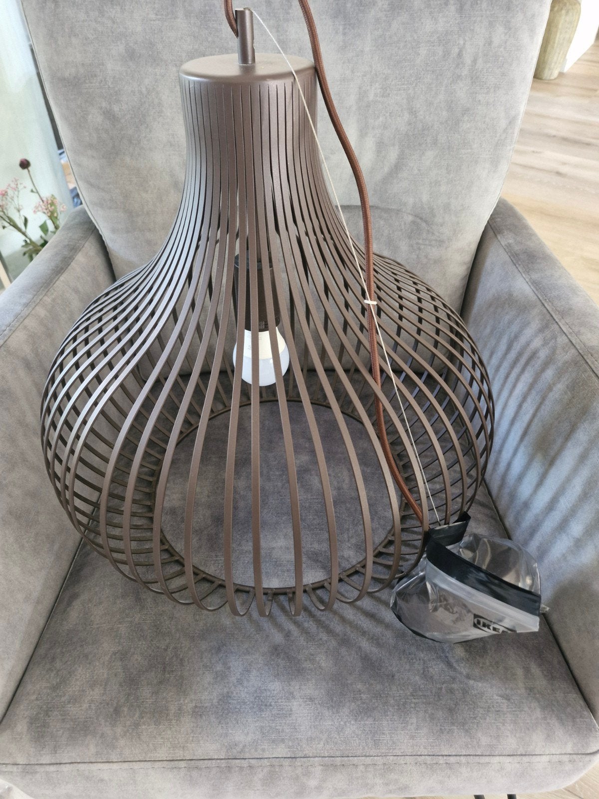 Hanglamp bruin open design, Ophalen