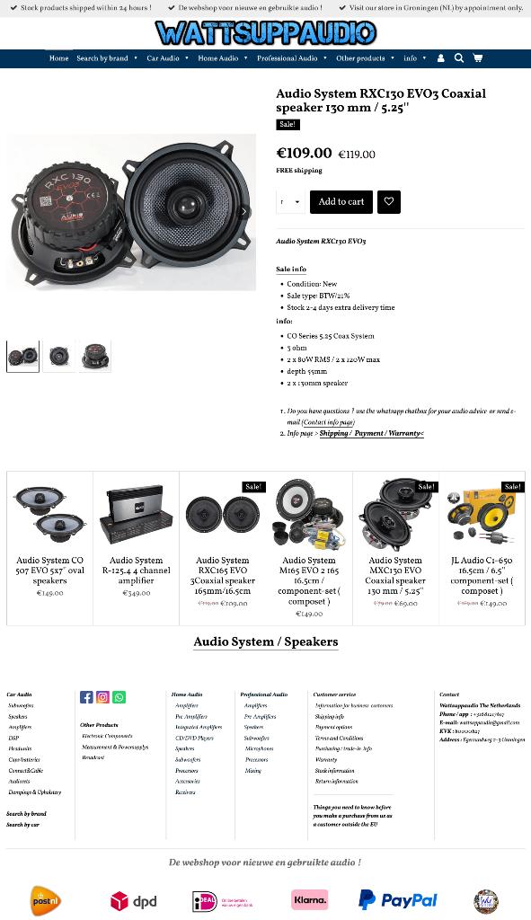 Audio System RXC130 EVO3 Coaxial speaker 130 mm / 5.25'', Info@optimount.nl, Nieuw, Ophalen of Verzenden, Anholtseweg 48A 7091 HB DINXPERLO