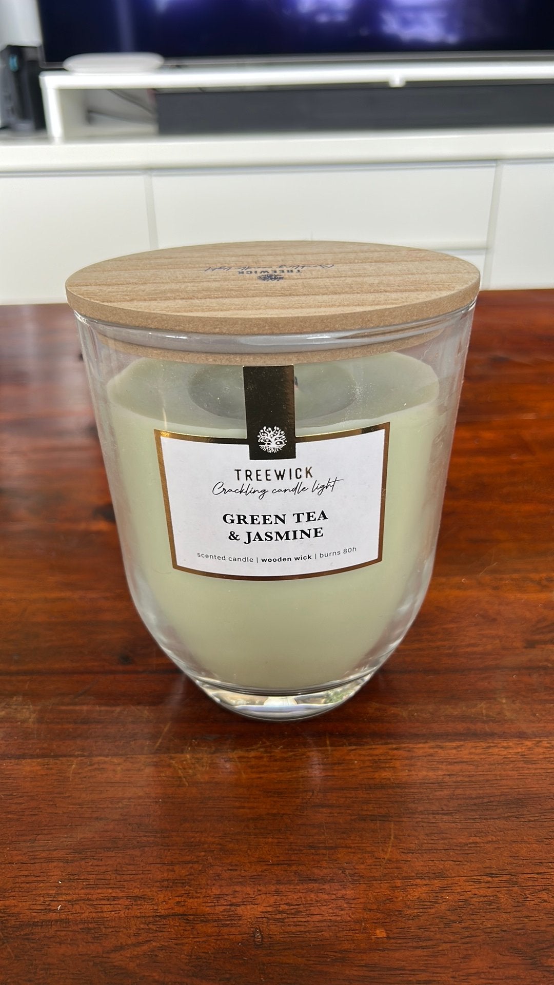 Treewick kaars Green Tea & Jasmine, Ophalen, Zo goed als nieuw, Kaars