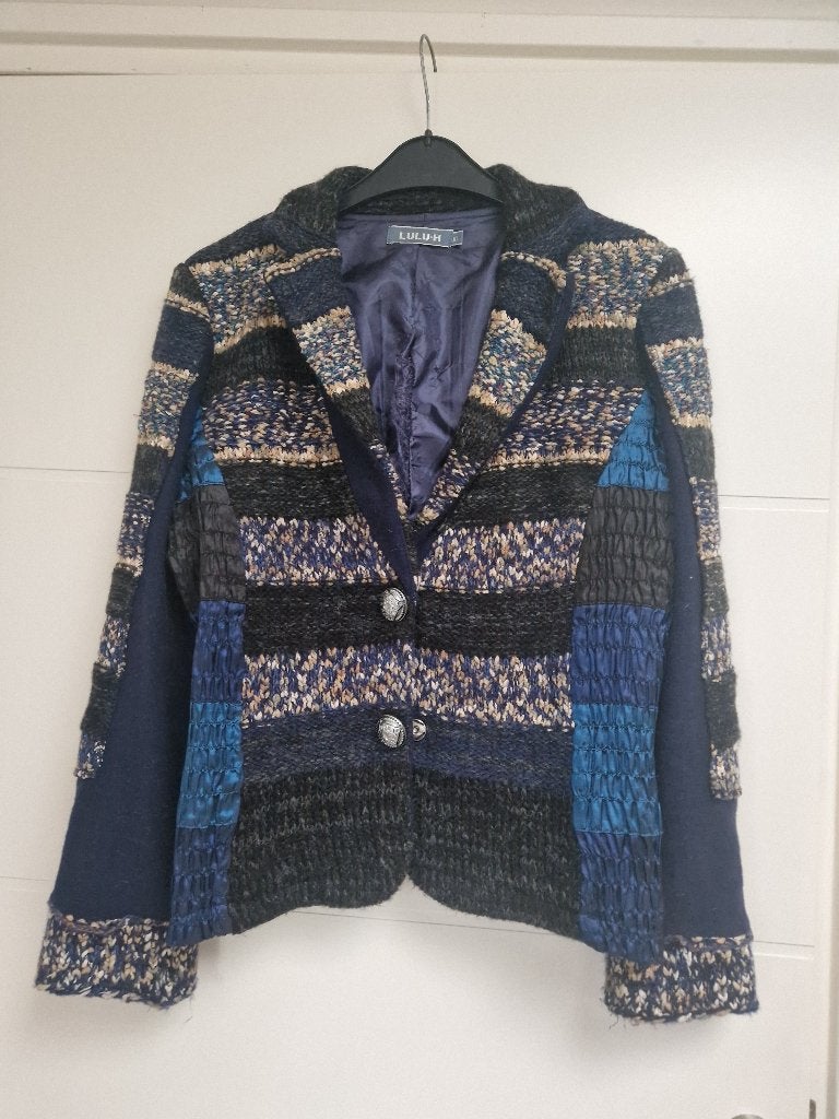 Vintage Lulu H jasje/vest met Franse mesh a.d voorkant, Meerkleurig, Maat 46/48 (XL) of groter, Jasje, Gedragen