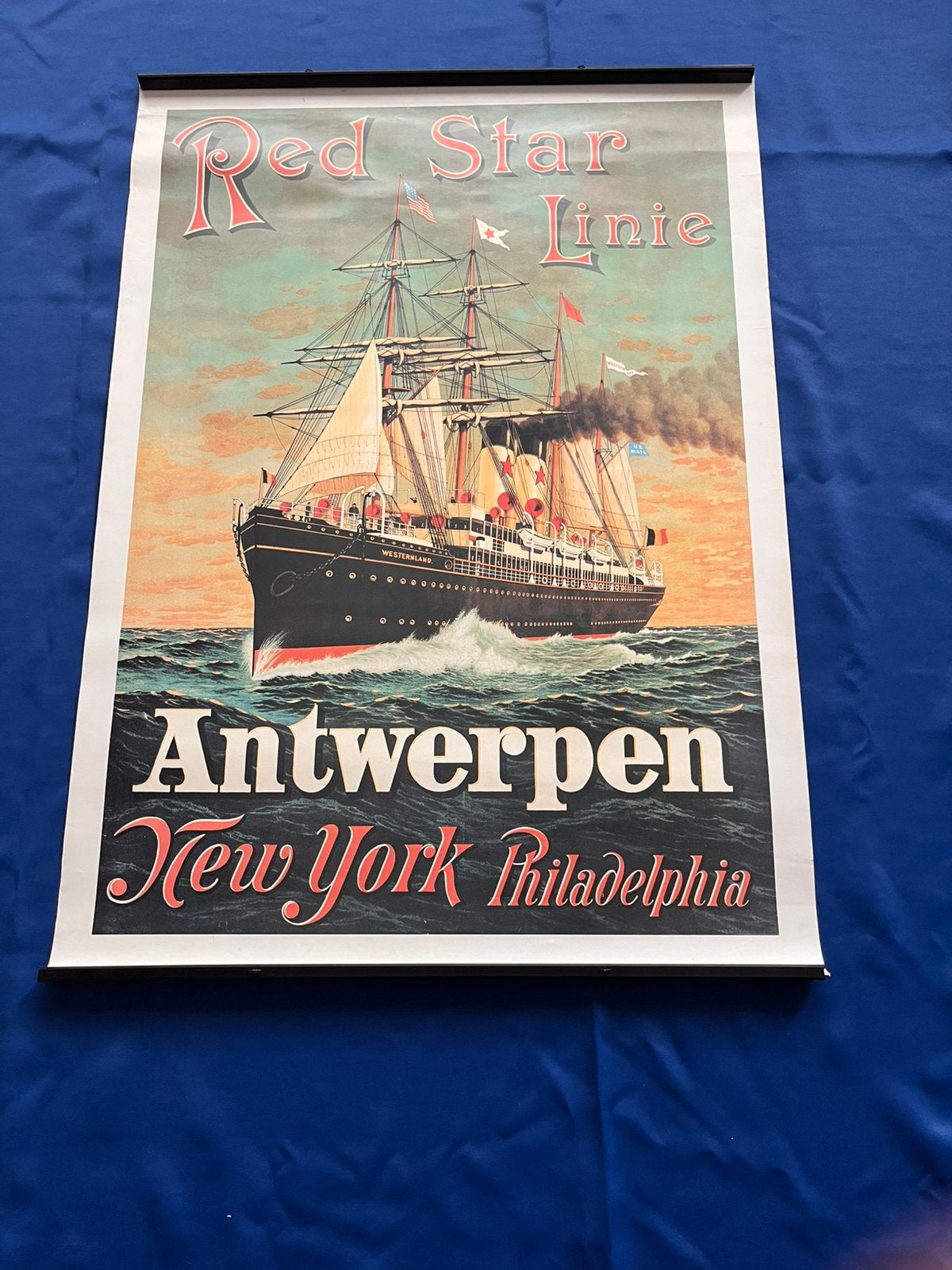 Set van 3 Vintage Maritieme Posters op Posterlatten, Ophalen, Poster, Print/reproductie