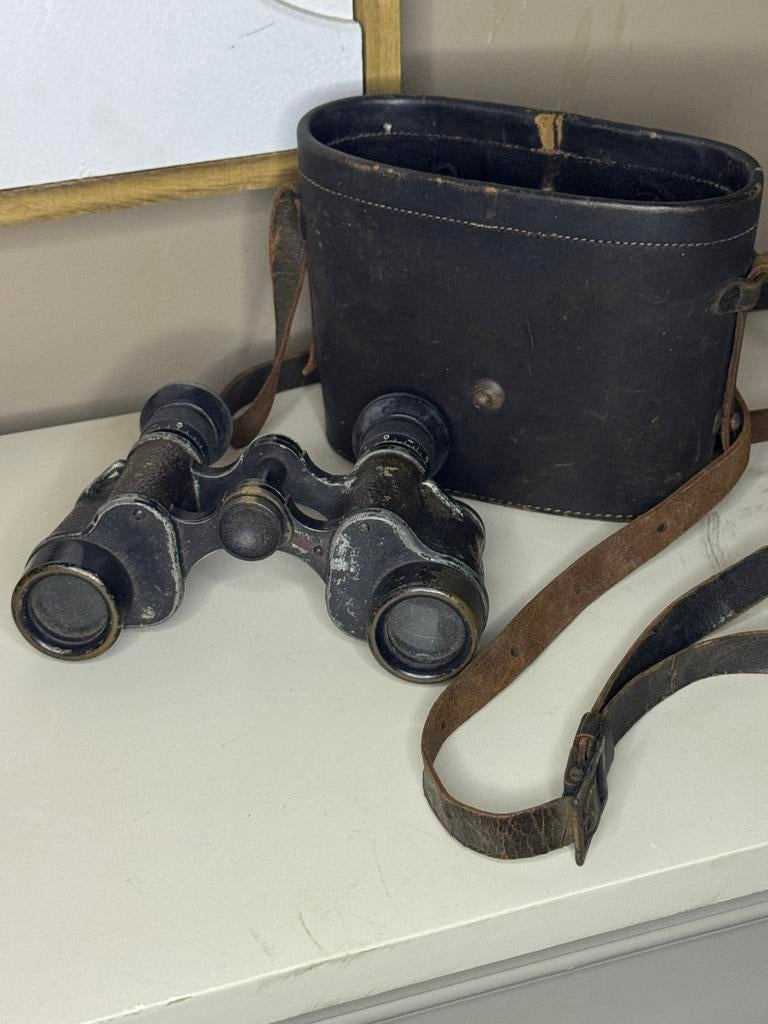 Vintage Carl Zeiss Jena DF 6x24 verrekijker met leren tas, Gebruikt, Minder dan 8x, Met hoes of tas, Porro (met knik)