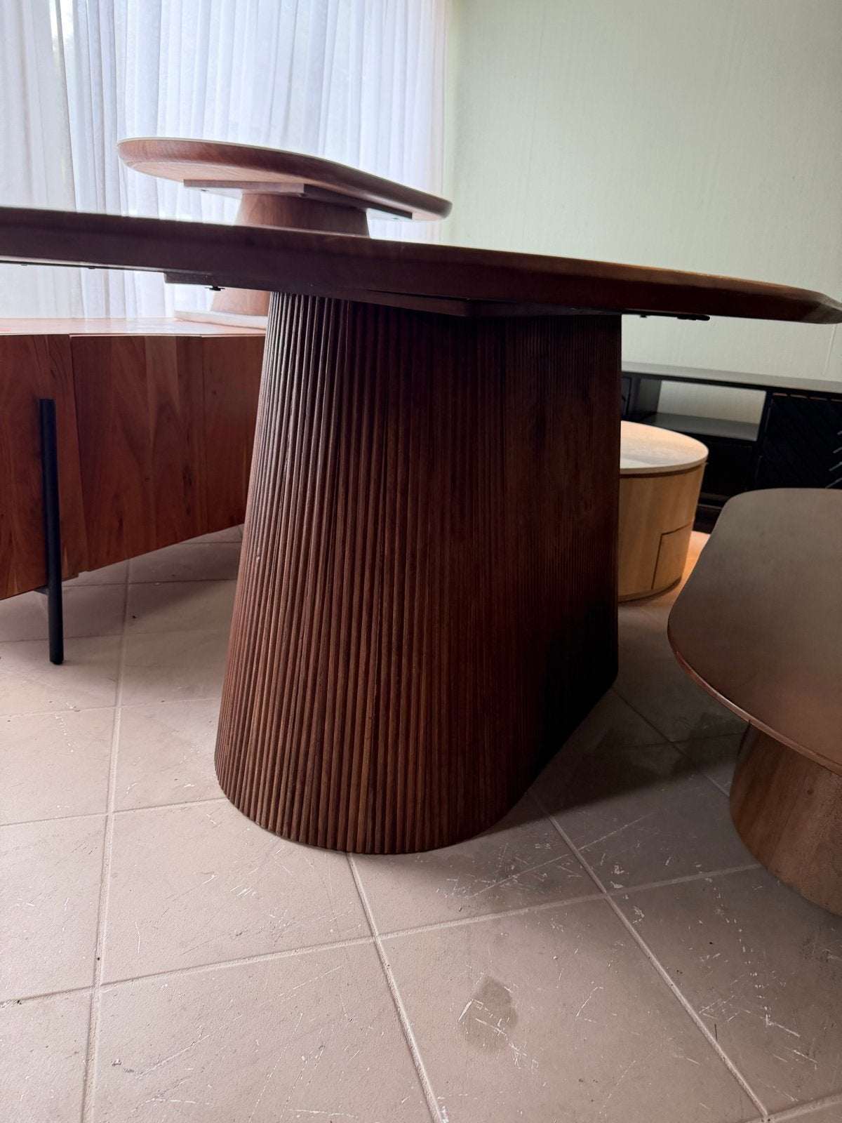 Nieuwe Deense Ovale Eettafel Mangohout Walnoot 200x110x76cm, Ophalen, Japandi, 100 tot 150 cm, Nieuw