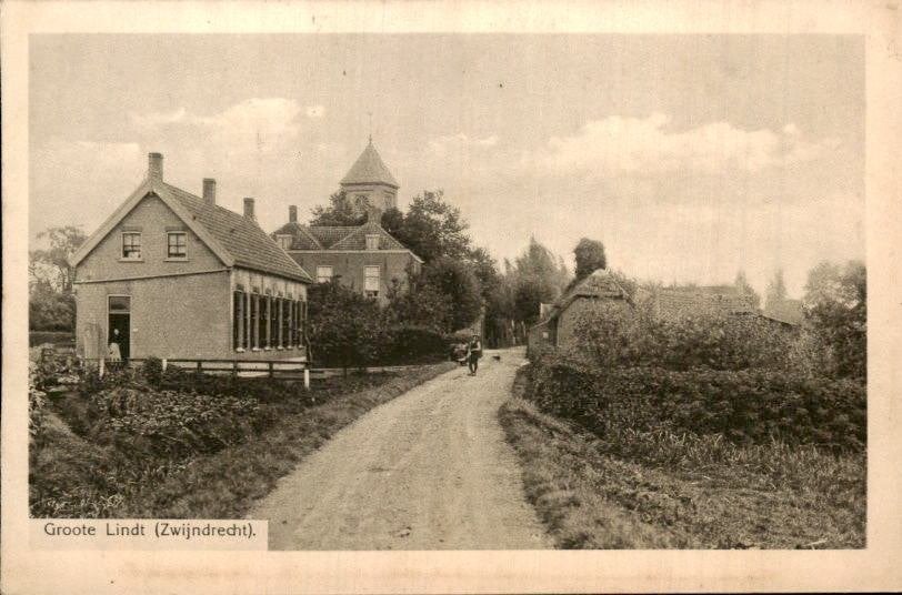 Zwijndrecht - Groote Lindt - Straatbeeld, Verzamelen, Ophalen of Verzenden, Voor 1920, Gelopen, Zuid-Holland