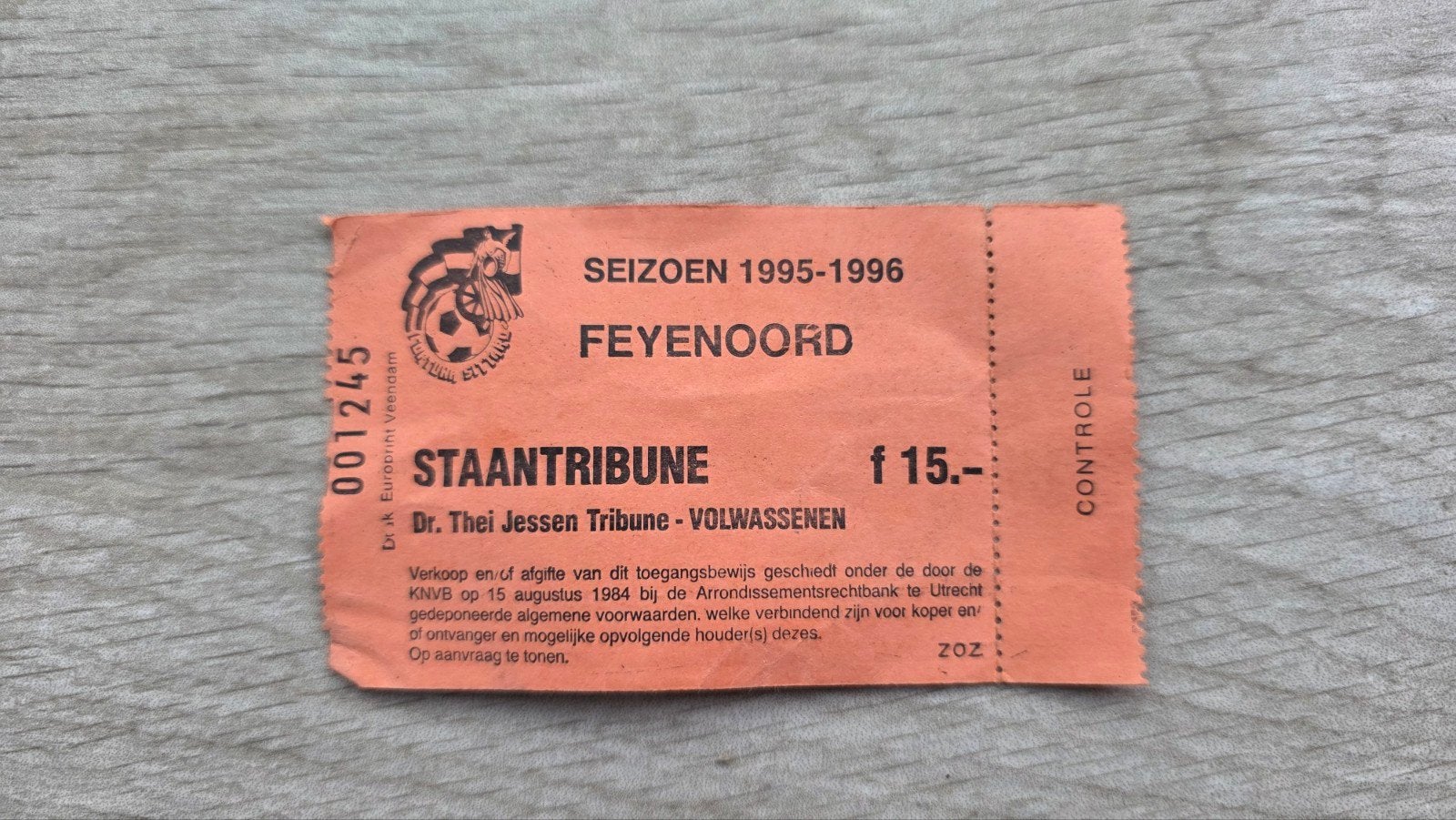 Origineel Voetbalticket Fortuna Sittard - Feyenoord 1995/199, Ophalen of Verzenden