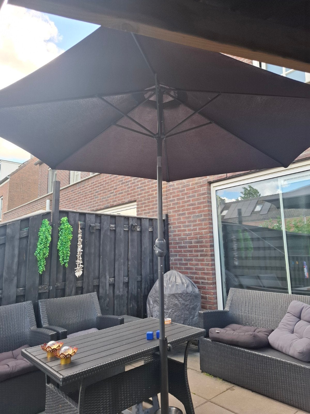 parasol met voet, Ophalen, Gebruikt, Zweefparasol