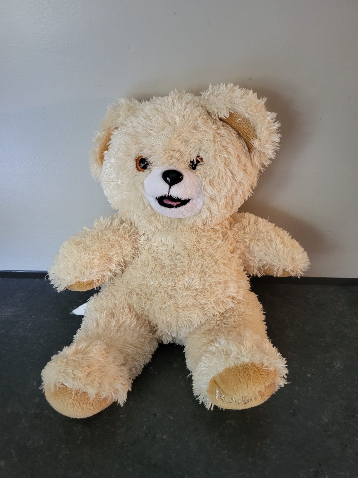Schattige beige teddybeer knuffel robijn, Gebruikt, Overige merken, Overige karakters, Beer