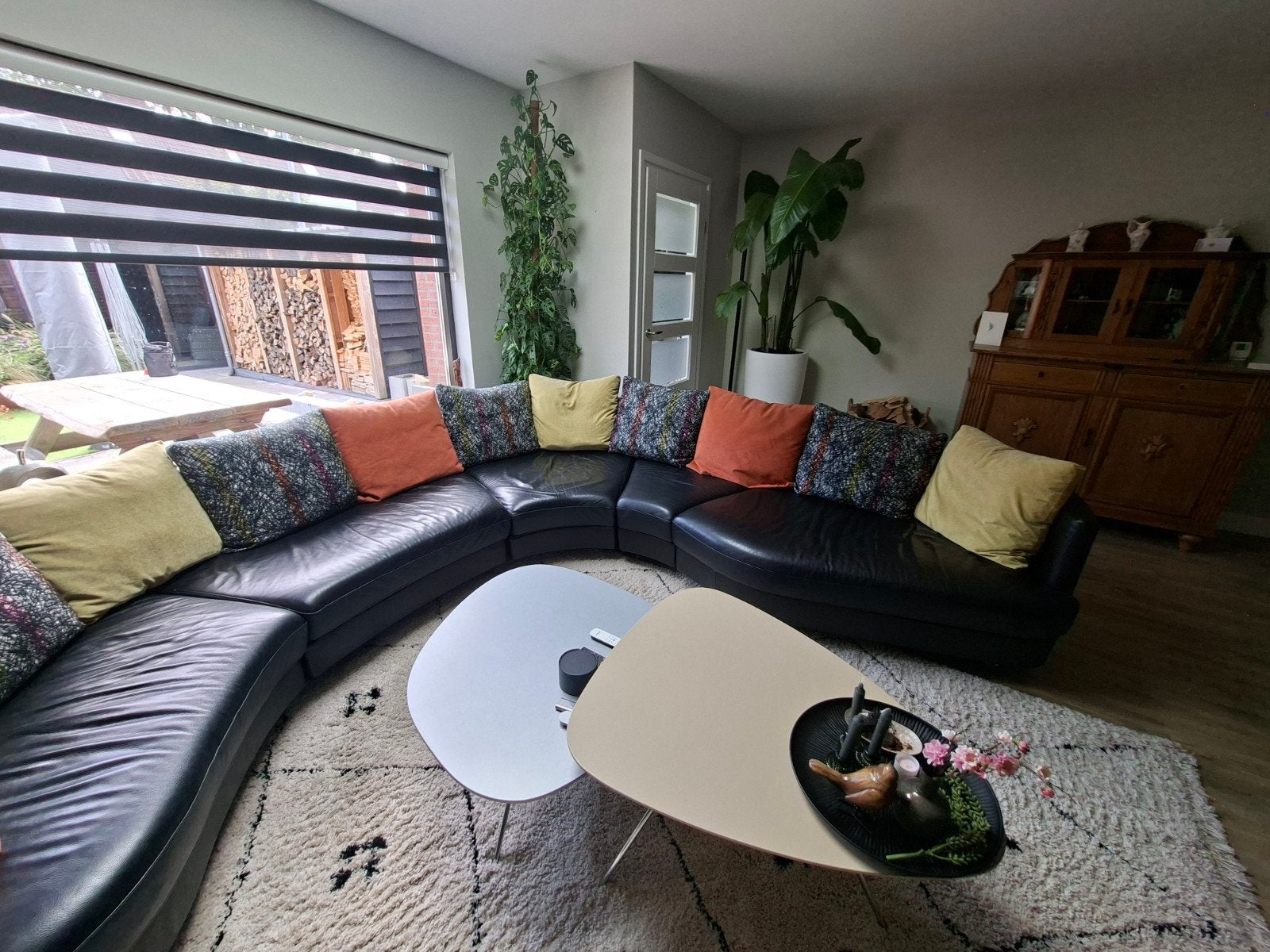 Rolf Benz 4500 Design Hoekbank  Zwart toledo Leer, Huis en Inrichting, Ophalen, Gebruikt, Hoekbank, 300 cm of meer