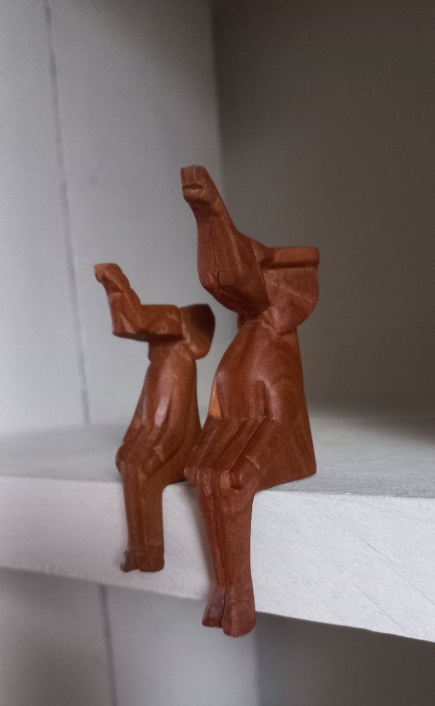 Teakhouten dieren nijlpaard - leeuw - olifantjes @DOC61, Houtsnijwerk, Art deco, Ophalen of Verzenden, 20 - 50 cm
