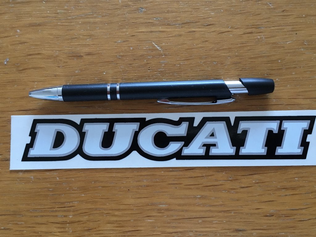 4x jaren 70 Stickers Ducati + Shell Quadro + Magneti Marelli, Verzamelen, Ophalen of Verzenden, Zo goed als nieuw, Auto of Motor