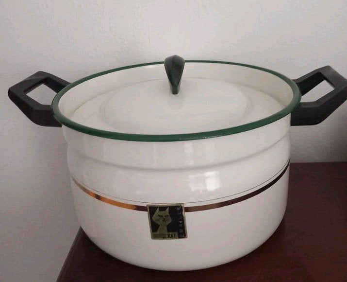 Emaille pan merk Kat Vintage doorsnee 23 cm, Ophalen of Verzenden, Overige materialen
