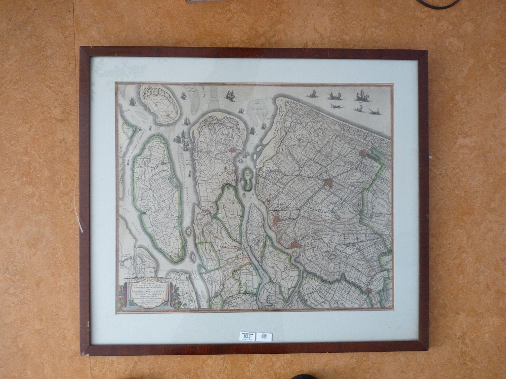 Handgekleurde kopergravure van Delfland en Schieland Hondius, Ophalen, Cartografie, Gravure, 1600 - 1699