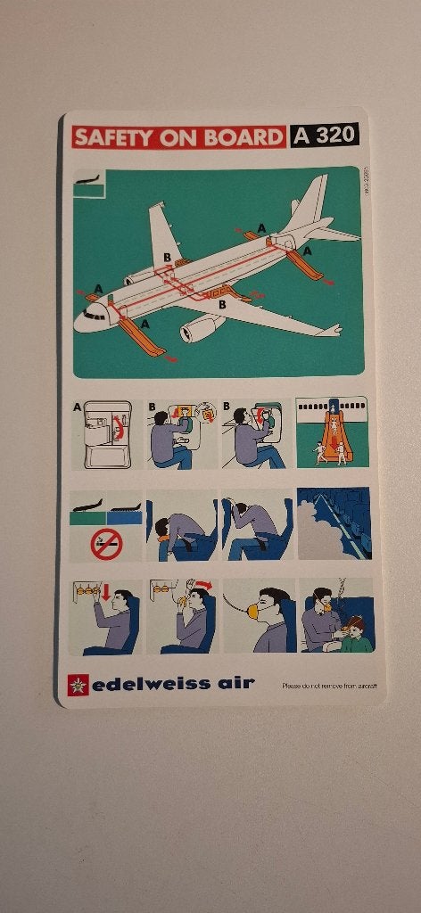 Safety on Board - Edelweiss Air (Zwitserland) |Airbus A320, Ophalen of Verzenden, Gebruikt, Overige typen