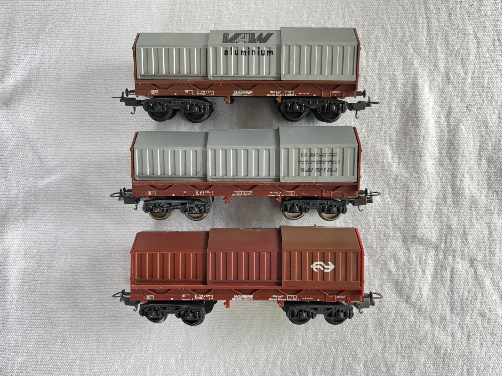 3x Lima NS/VAW telescoopwagons (ijzer) H0, Hobby en Vrije tijd, Modeltreinen | H0, Gebruikt, Gelijkstroom, Wagon, Ophalen of Verzenden