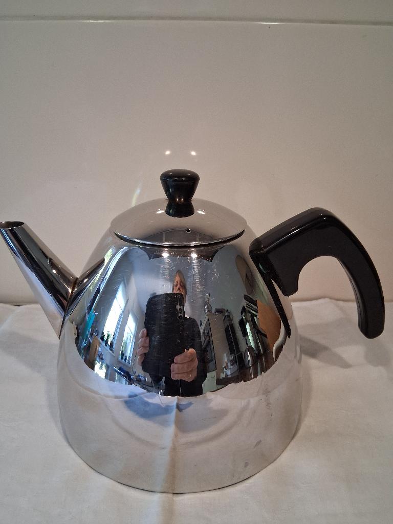 Bredemeyer Minuet dubbelwandige theepot RVS, Theepot/fluitketel, Bredemeijer, Zilver, Ophalen of Verzenden