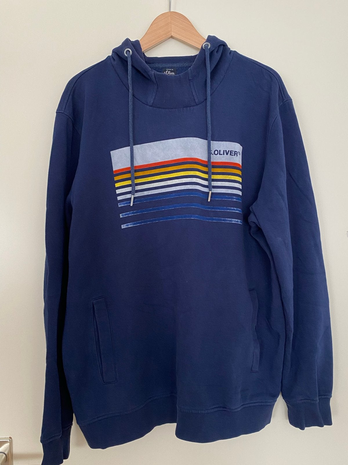 S.Oliver hoodie - Maat XL - Donkerblauw met streepdesign, Ophalen of Verzenden, Gedragen, Maat 56/58 (XL), Blauw