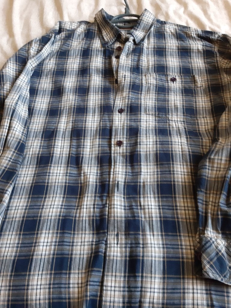 ZGAN AKMO overhemd/blouse,  maat: XXL, blauwe ruit., Kleding | Heren, Blauw, Ophalen of Verzenden, Zo goed als nieuw, Overige halswijdtes