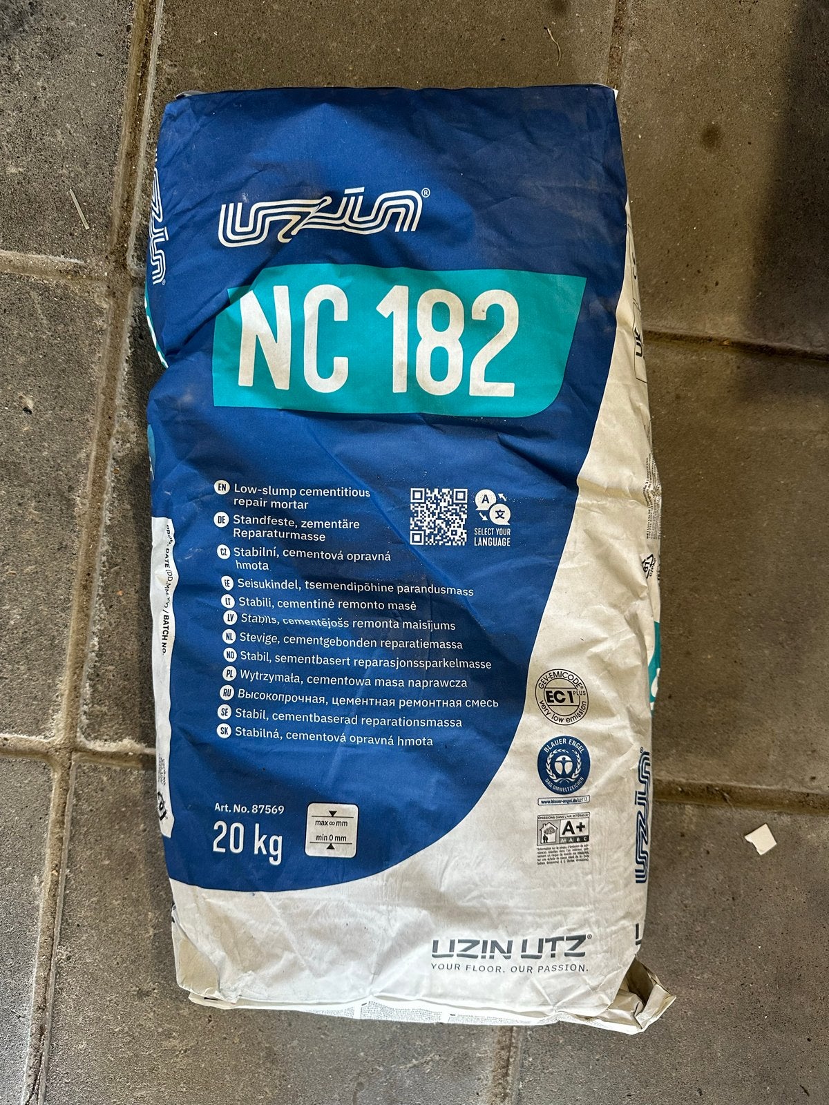 Nieuwe Uzin Utz NC 182 reparatiemortel 20 kg, Ophalen of Verzenden, Nieuw