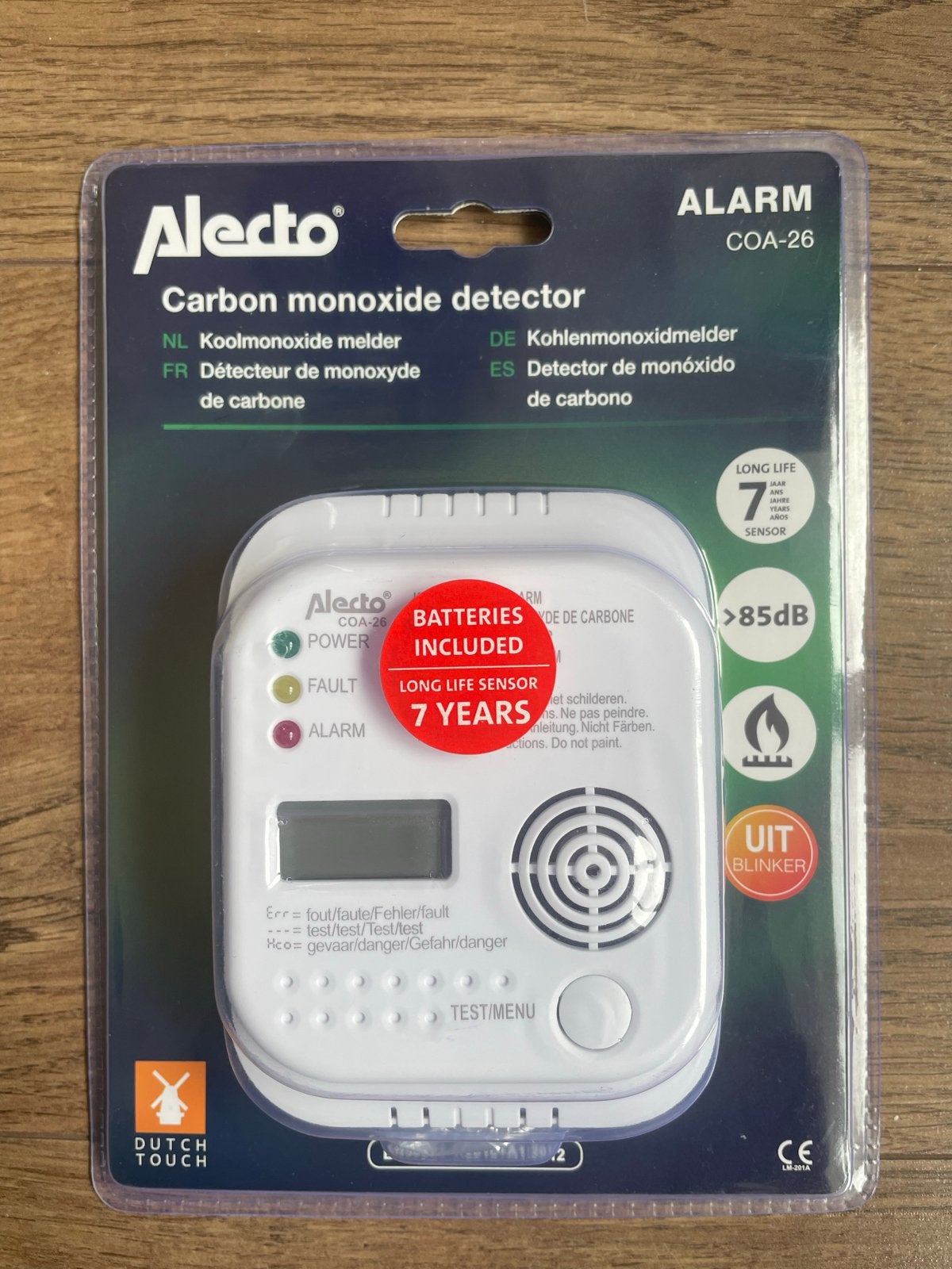 Alecto Koolmonoxidemelder COA-26 met 7 jaar sensor, Doe-het-zelf en Verbouw, Detector, Sensor of Melder, Nieuw, Ophalen of Verzenden