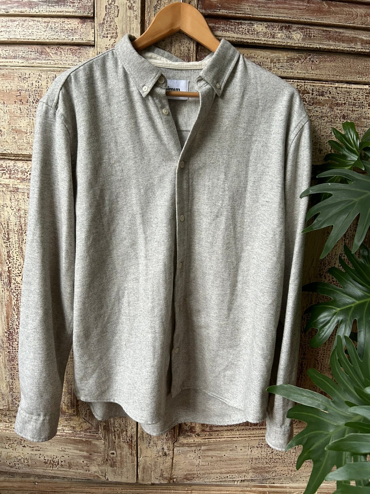 Minimum lichtgrijs overshirt of overhemd maat L wolmix, Ophalen of Verzenden, Zo goed als nieuw, Grijs, Halswijdte 41/42 (L)