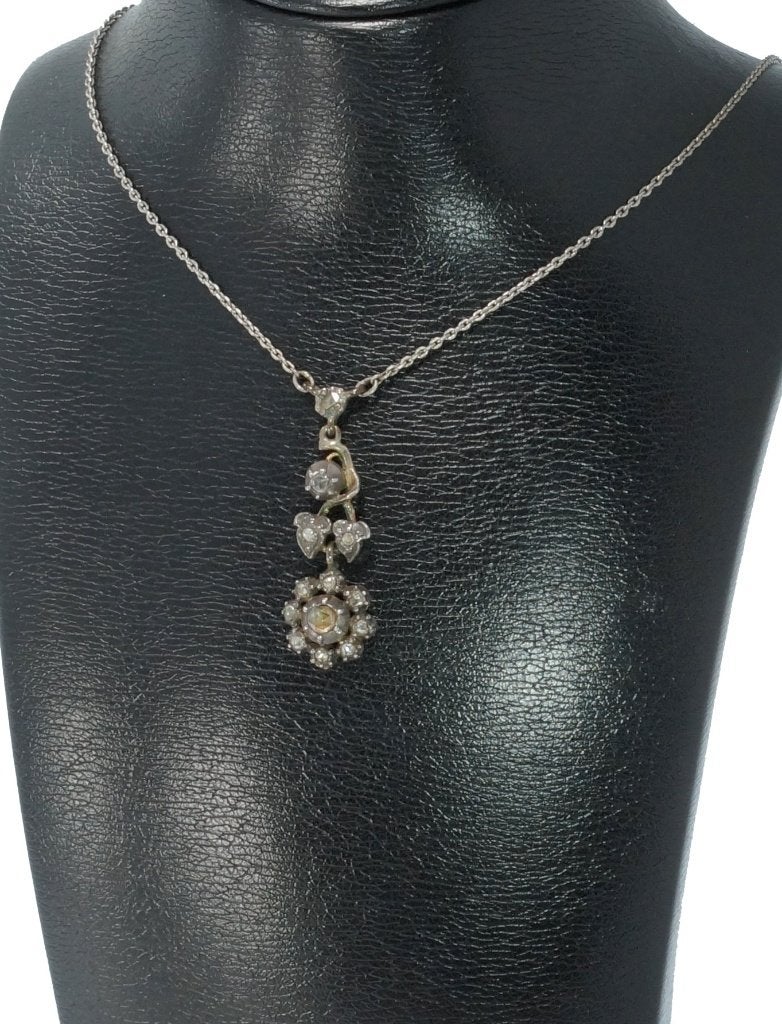 Diamanten antieke 14k gouden hanger anker ketting dames, Verzenden, Goud, Ketting, Met edelsteen