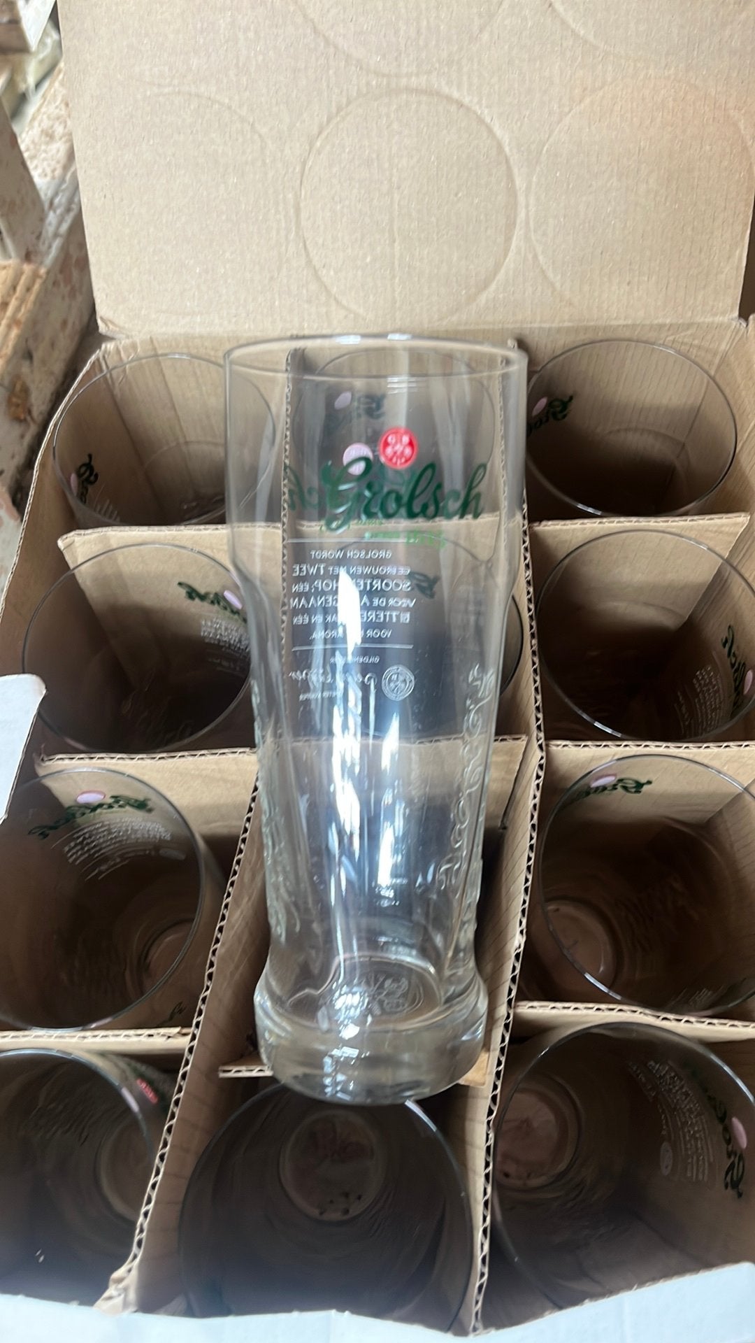 Doos 12 Grolsch halve liters, Ophalen of Verzenden, Zo goed als nieuw, Grolsch