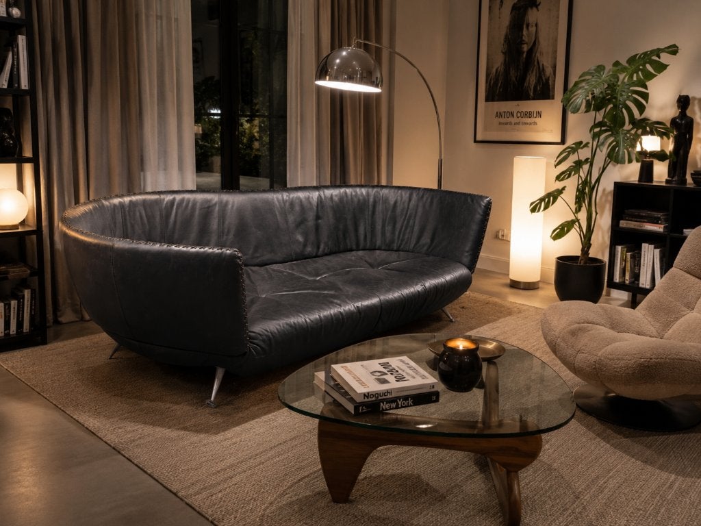 Desede DS102 Shell Lounge Bank Zwart leer Mathias Hoffmann, Ophalen, 125 cm of meer, 125 cm of meer, Zo goed als nieuw