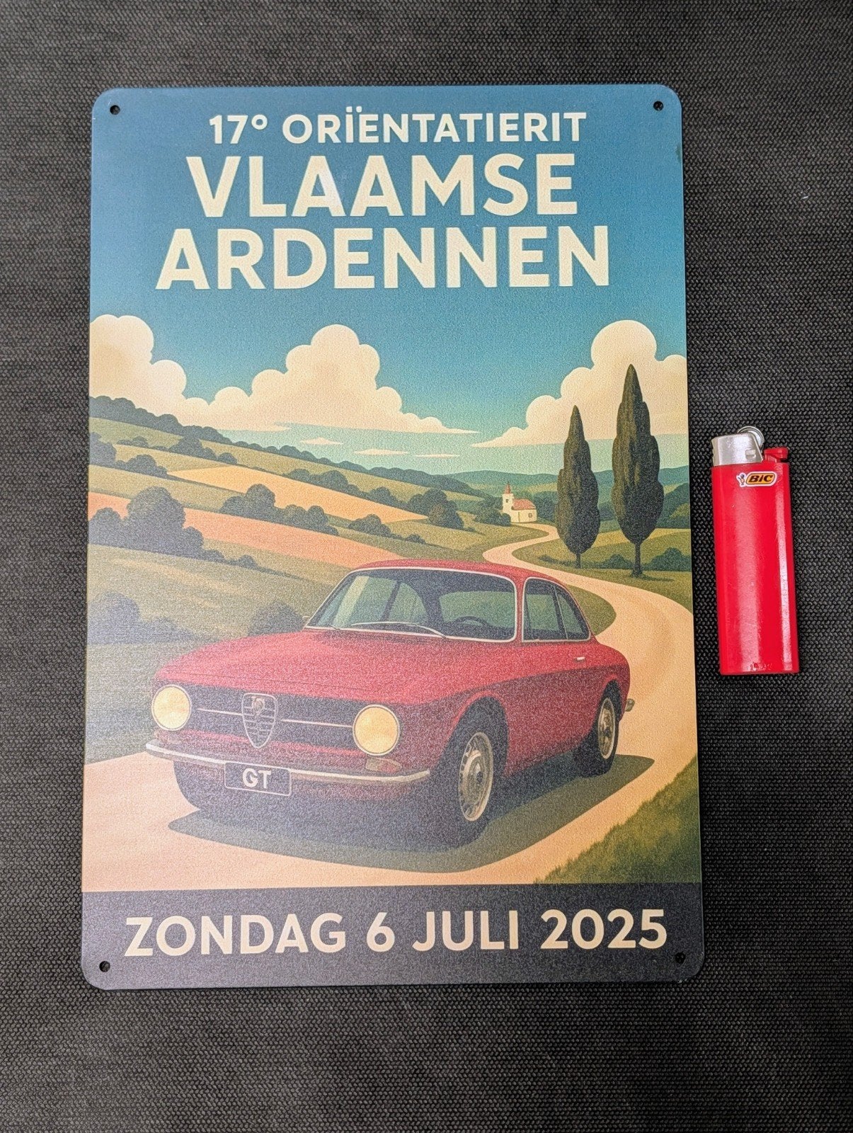 Metalen bord 'Vlaamse Ardennen' - Oldtimer Rally, Vintage, Meerkleurig, Ophalen of Verzenden, Zo goed als nieuw