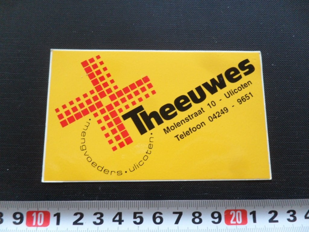 sticker ulicoten THEEUWES mengvoeders molenstraat 10, Ophalen of Verzenden, Zo goed als nieuw