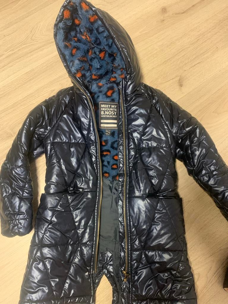 B.Nosy Winterjas Maat 134/140 - Zwart met Luipaardprint, Ophalen of Verzenden, Gebruikt, Meisje, Jas