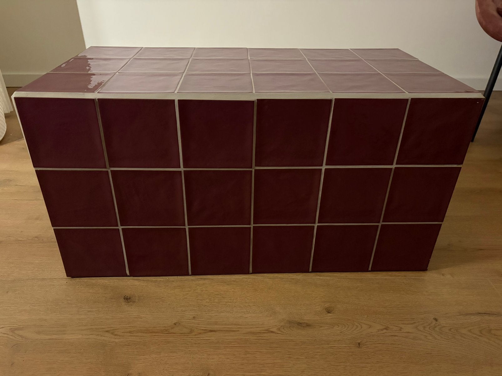 Selfmade burgendy salontafel, Ophalen, Minder dan 50 cm, 50 tot 100 cm, Zo goed als nieuw