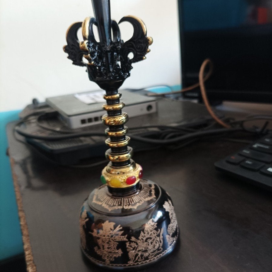 Exclusieve Balinese Ceremonieklok (Kleneng/Ghanta) KLE11, Ritueel object, Handgemaakt, 16 cm, Verzenden