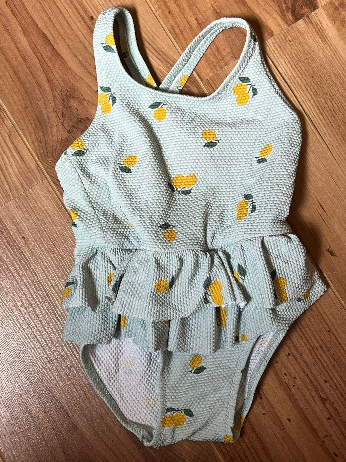 Zwempak citroenen 74/80, Kinderen en Baby's, Babykleding | Baby-zwemkleding, Gebruikt, Meisje, Badpak, Ophalen of Verzenden