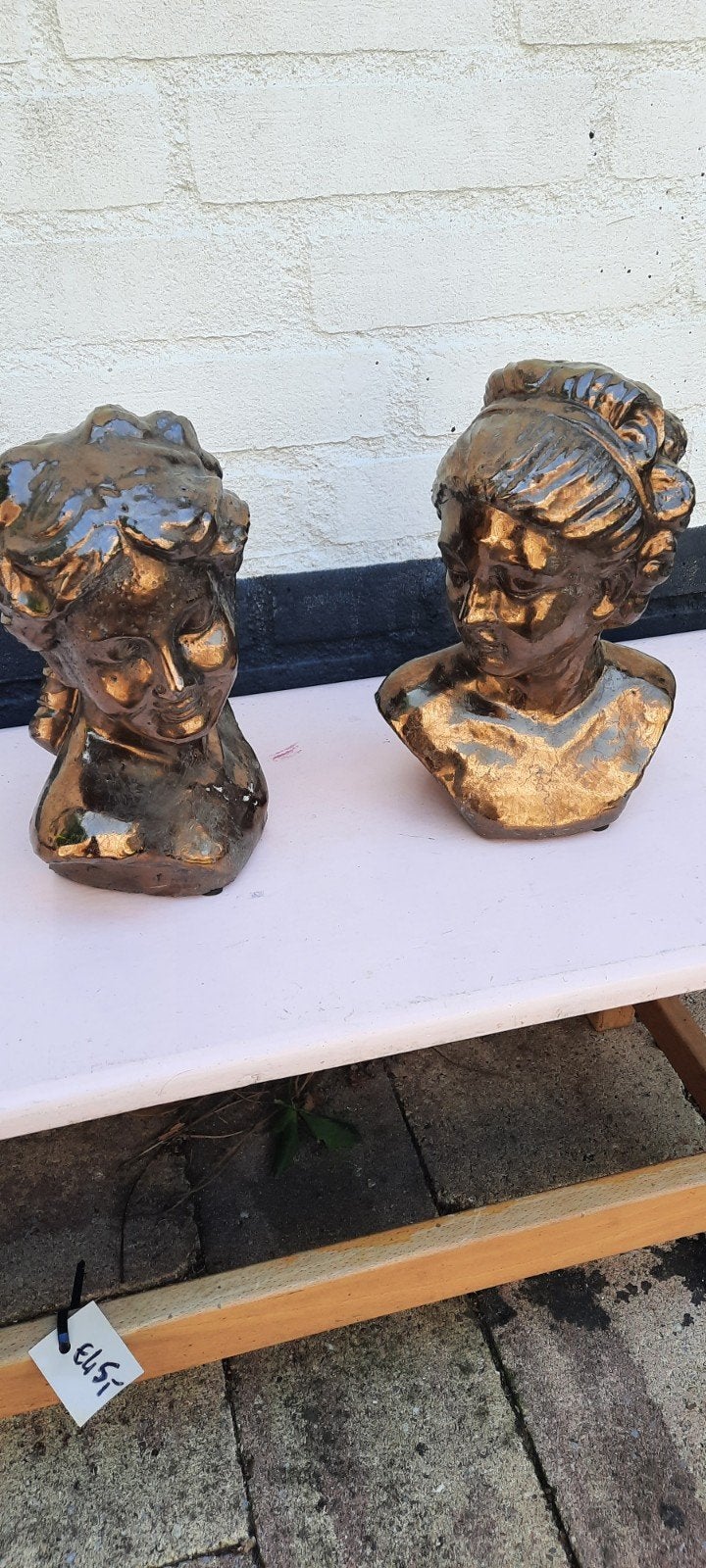 Set van 2 verbronste bustes, Minder dan 20 cm, Buste, Ophalen of Verzenden, Bruin