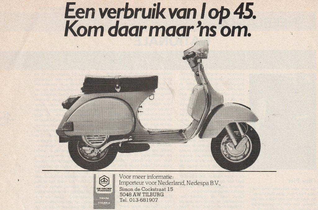 retro reclame 1982 Vespa brommer scooter is 1 op 45, Verzenden, Overige typen