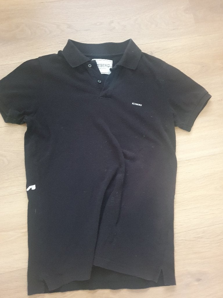 Stijlvolle Iceberg polo zwart met backprint - Maat M, Kleding | Heren, Polo's, Maat 48/50 (M), Zwart, Ophalen of Verzenden, Gedragen