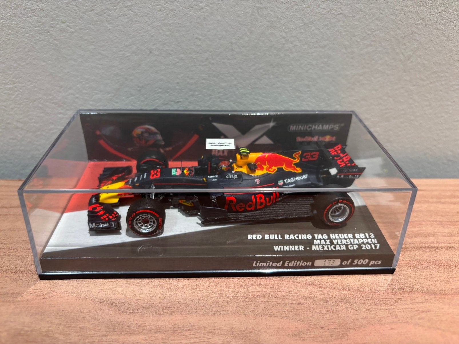 Max verstappen RB13 winner mexico 2017 1:43 model, Ophalen of Verzenden, Zo goed als nieuw, Formule 1
